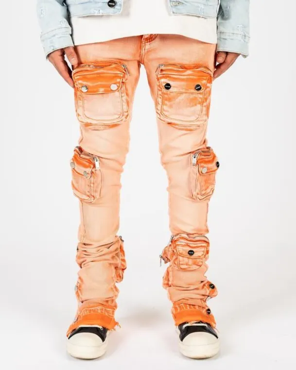 PHEELINGS JOURNEY TO GREATNESS FLARE STACK DENIM (ORANGE/SAND)