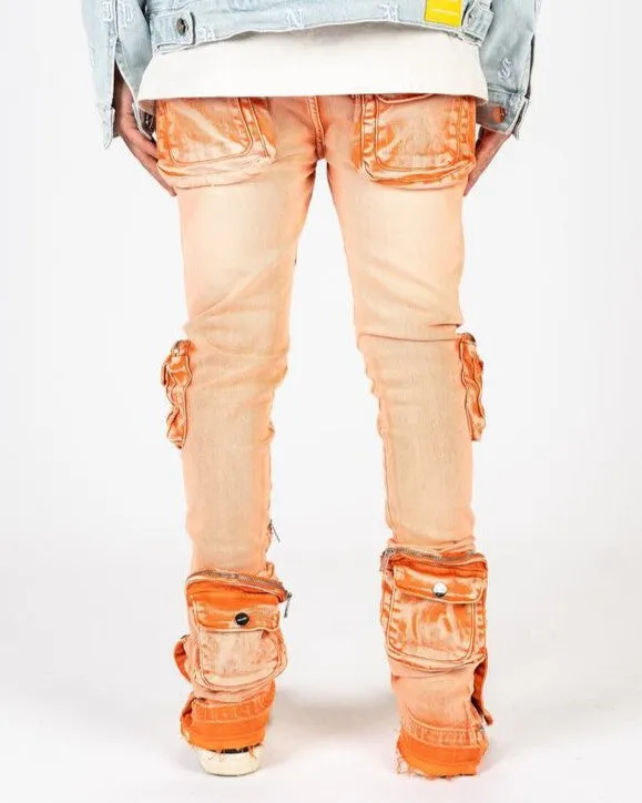 PHEELINGS JOURNEY TO GREATNESS FLARE STACK DENIM (ORANGE/SAND)