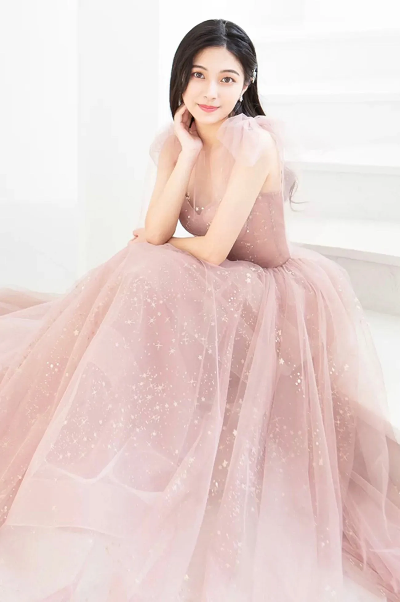 Pink Tulle Long Prom Dress, Beautiful A-Line Evening Dress