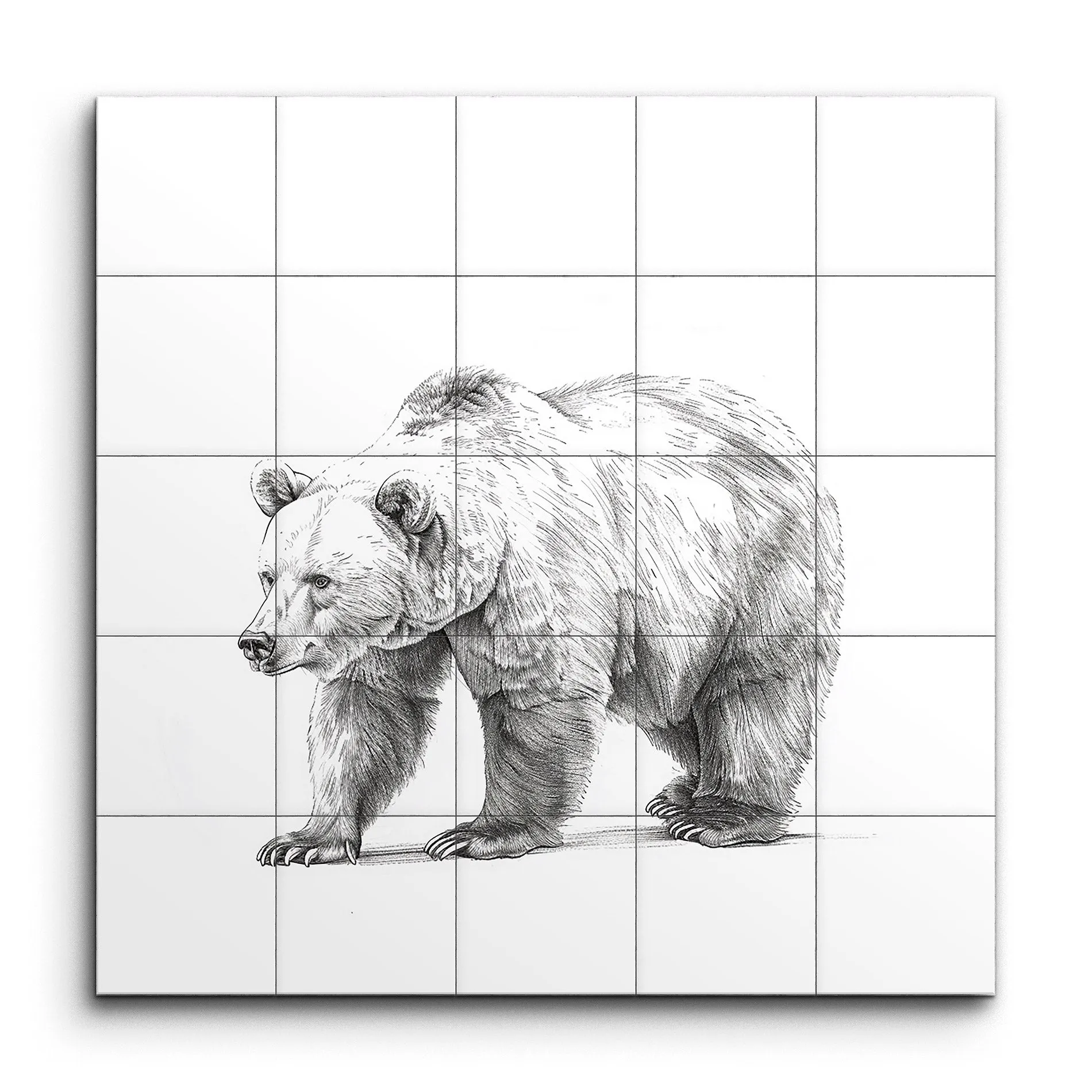 Purposeful Bear in Monochrome: Detailed Art Piece