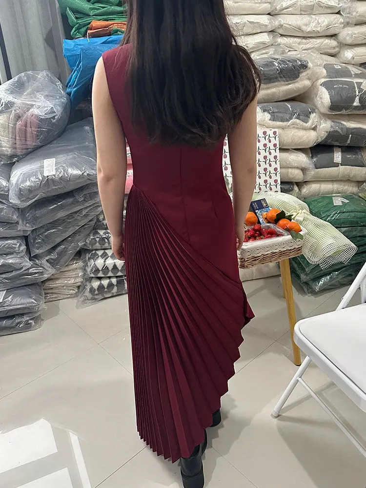 Red Banquet Fold Women's Evening Party Dresses