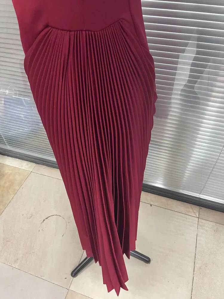 Red Banquet Fold Women's Evening Party Dresses