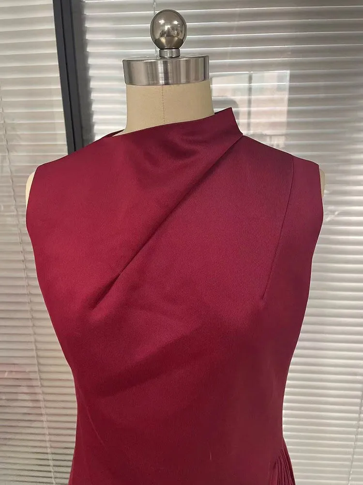 Red Banquet Fold Women's Evening Party Dresses