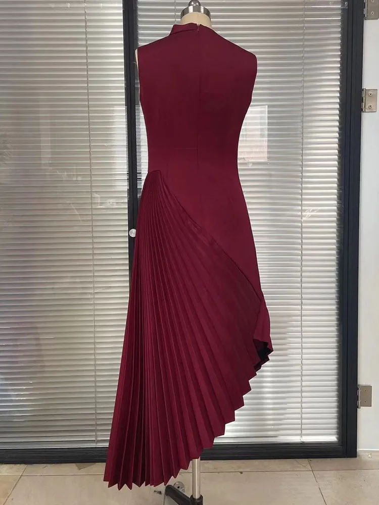 Red Banquet Fold Women's Evening Party Dresses