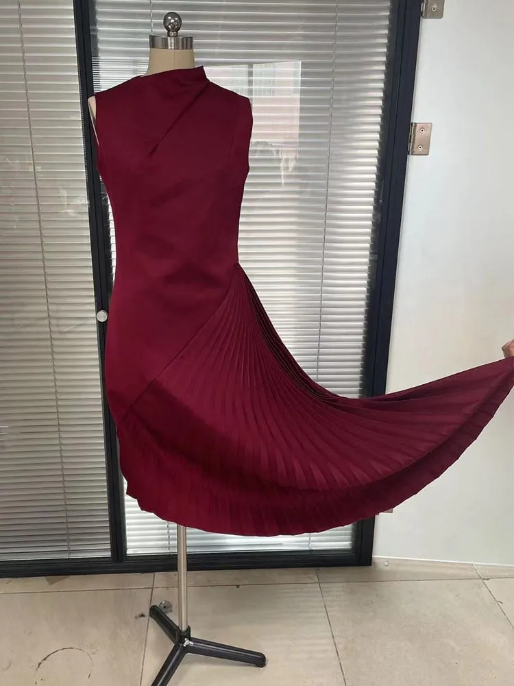 Red Banquet Fold Women's Evening Party Dresses