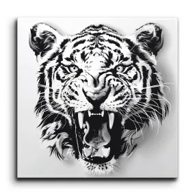 Roaring Majesty: Monochrome Tiger Head Art