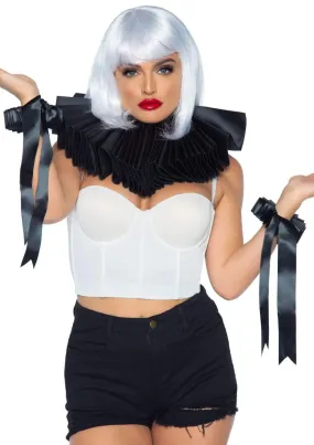 Ruffled Collar & Cuff Set in Black