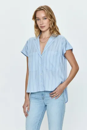 Sabine Button Down Shirt in Sky Wide Stripe