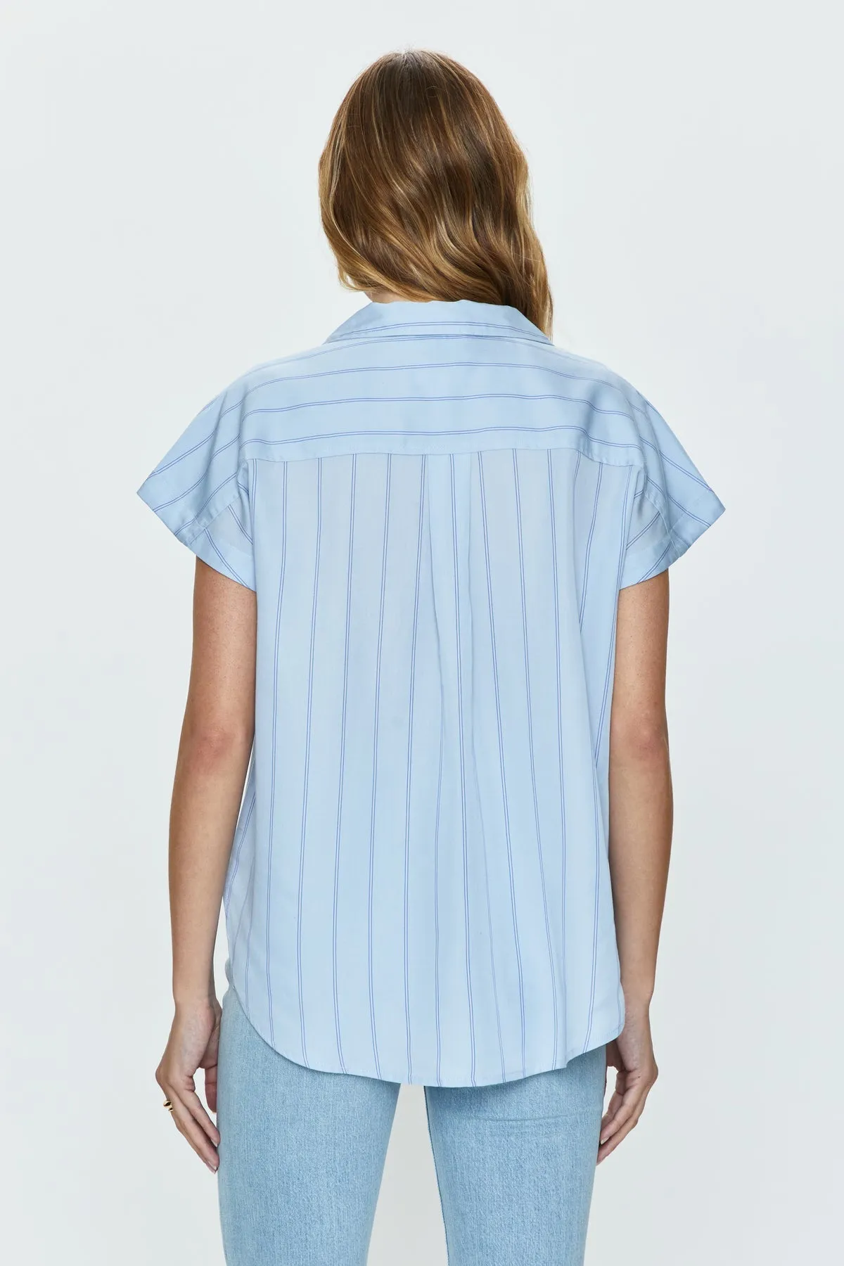 Sabine Button Down Shirt in Sky Wide Stripe