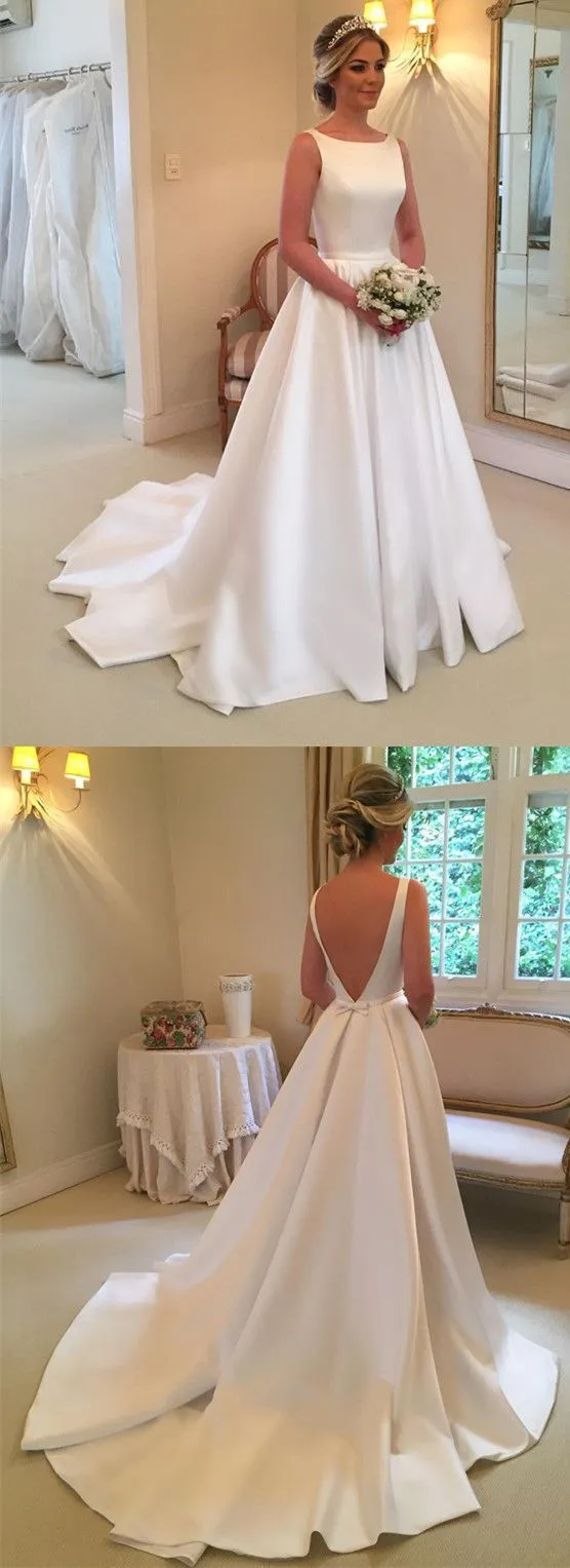 Simple Elegant V-back Wedding Dress