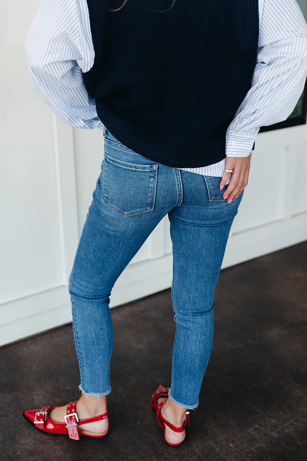 Stay Here Skinny Jeans - Dark Denim
