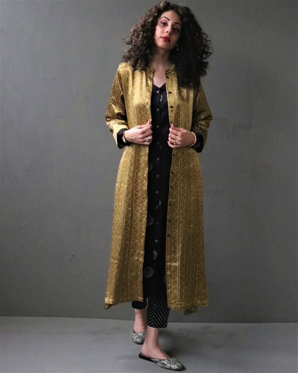 Sunspill Handprinted Mashru Silk Kurta Set