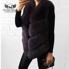 Tatyana Furclub 100% Real Natural Fur Vest,Luxury Women Winter Fashion Fur Furry vest,Fox Fur Vest Coat Female,Fur Coat Vest
