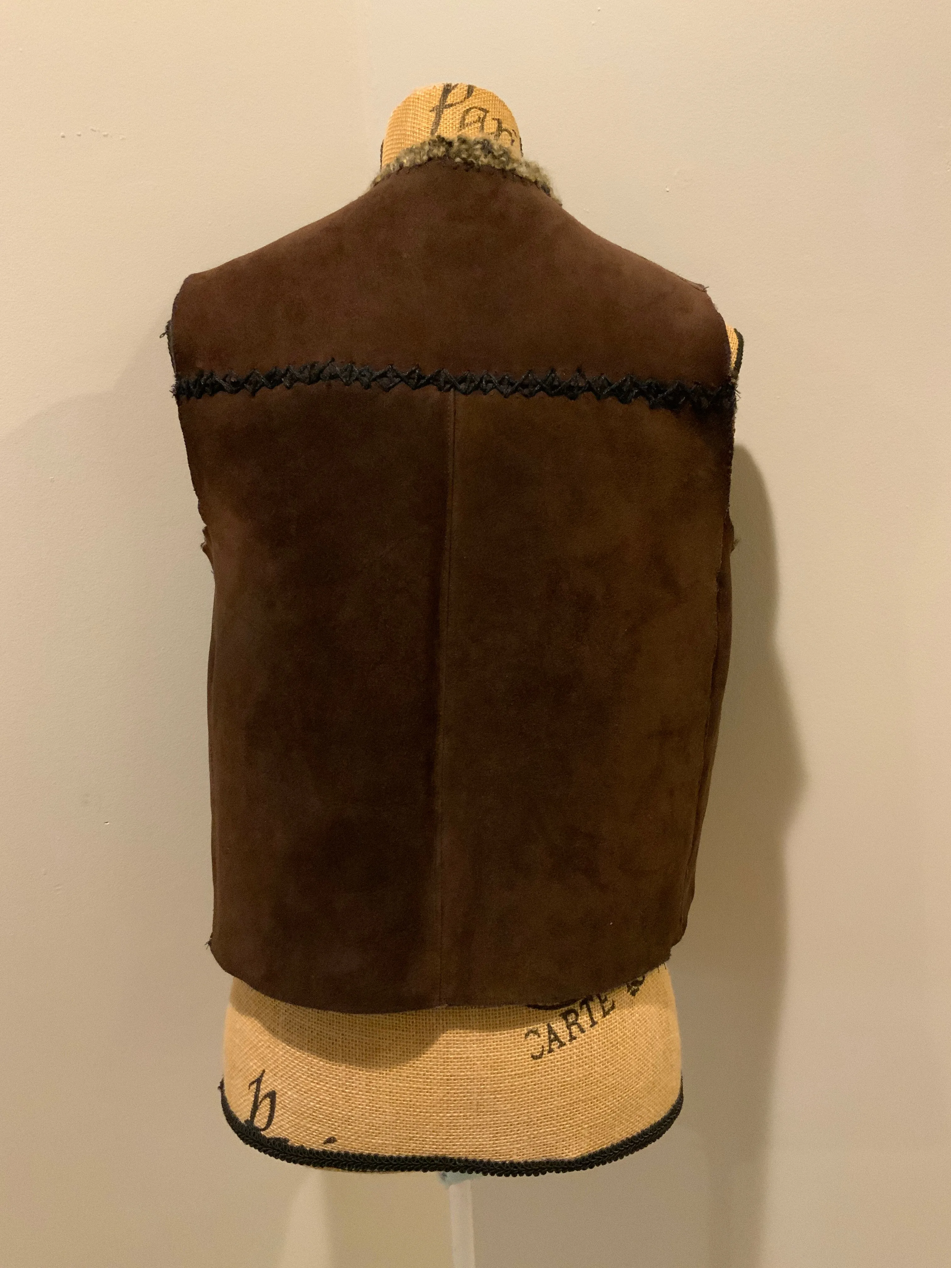 Vintage Brown Sheepskin Vest, SOLD
