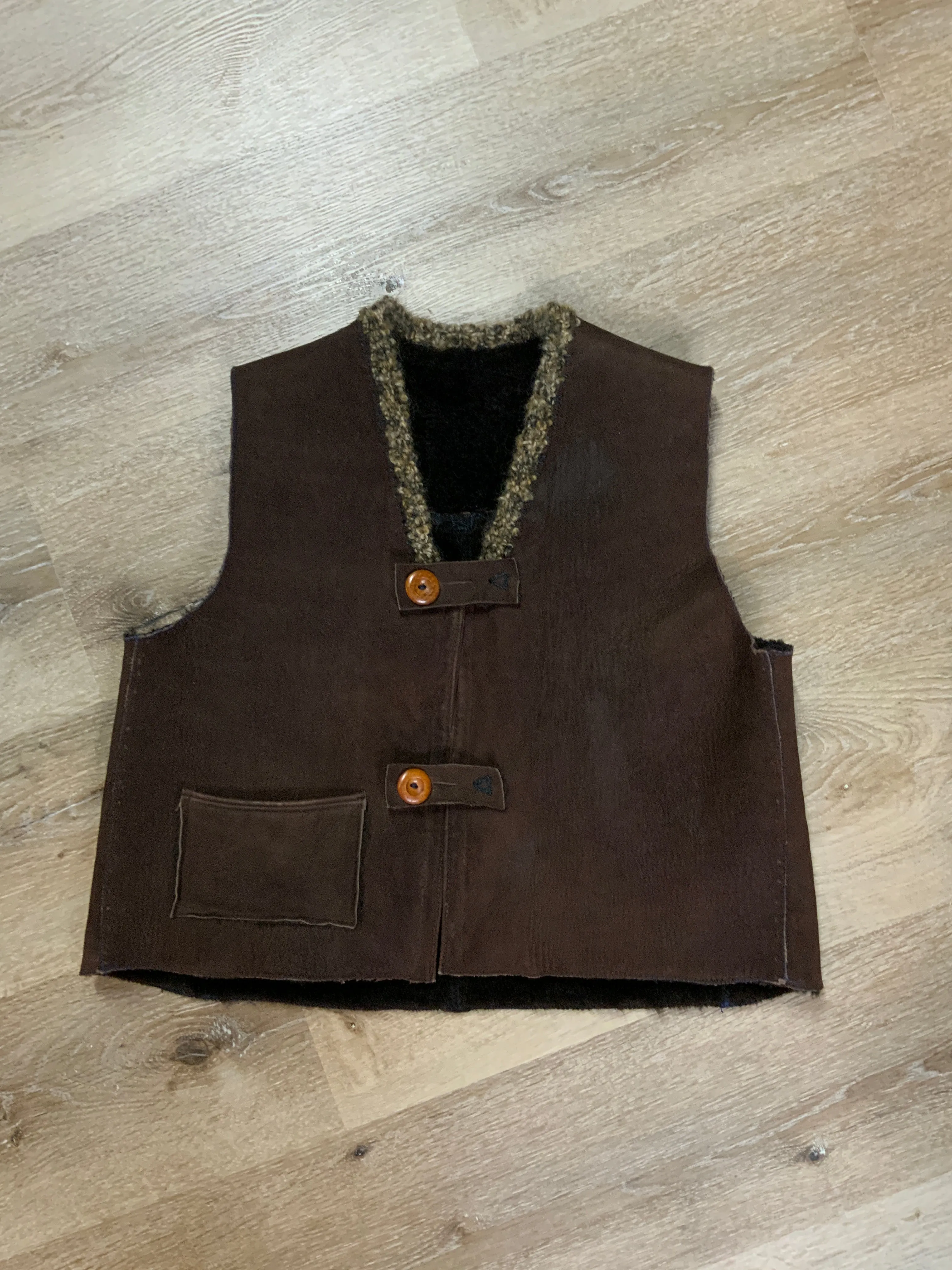 Vintage Brown Sheepskin Vest, SOLD