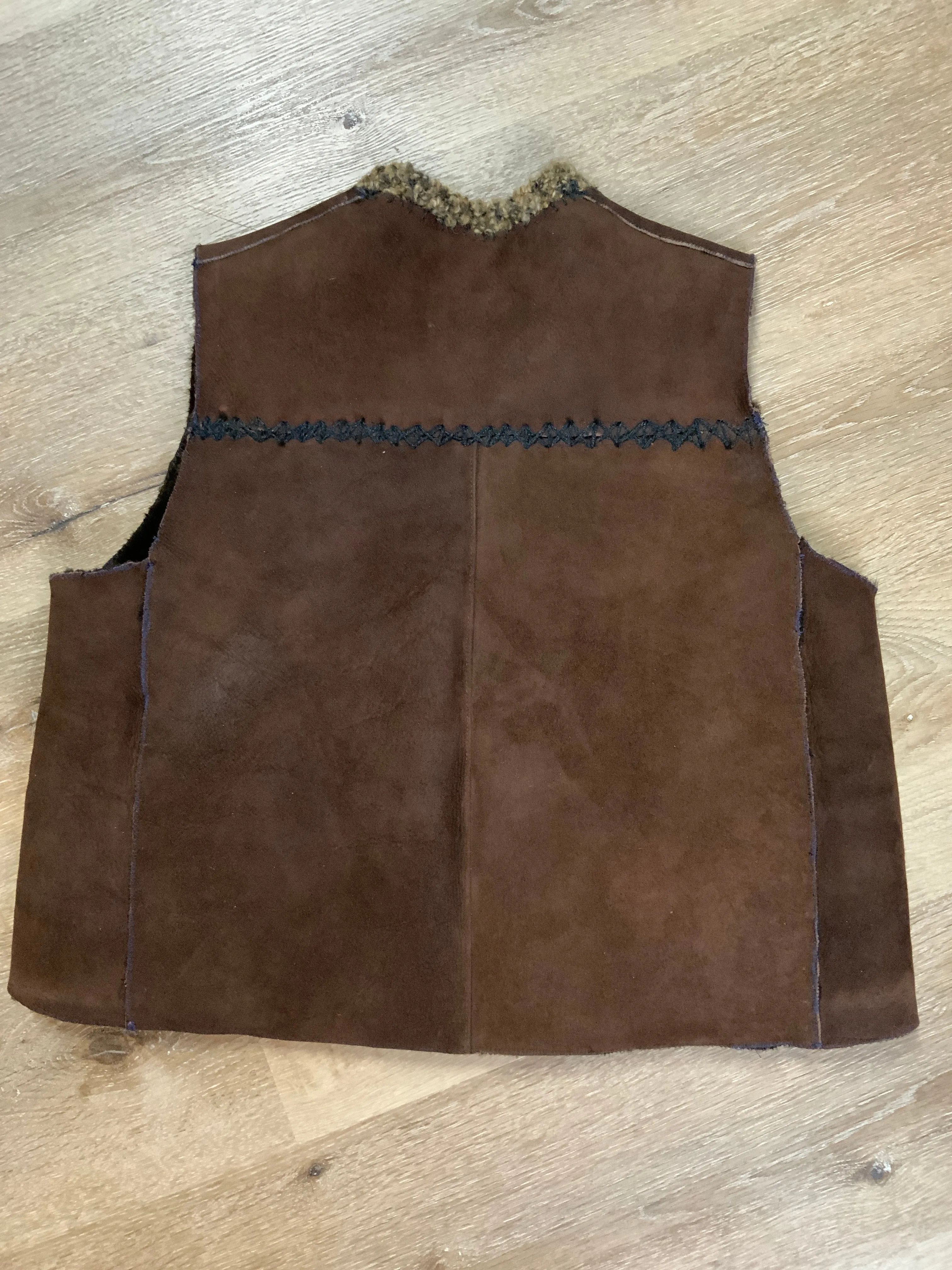 Vintage Brown Sheepskin Vest, SOLD