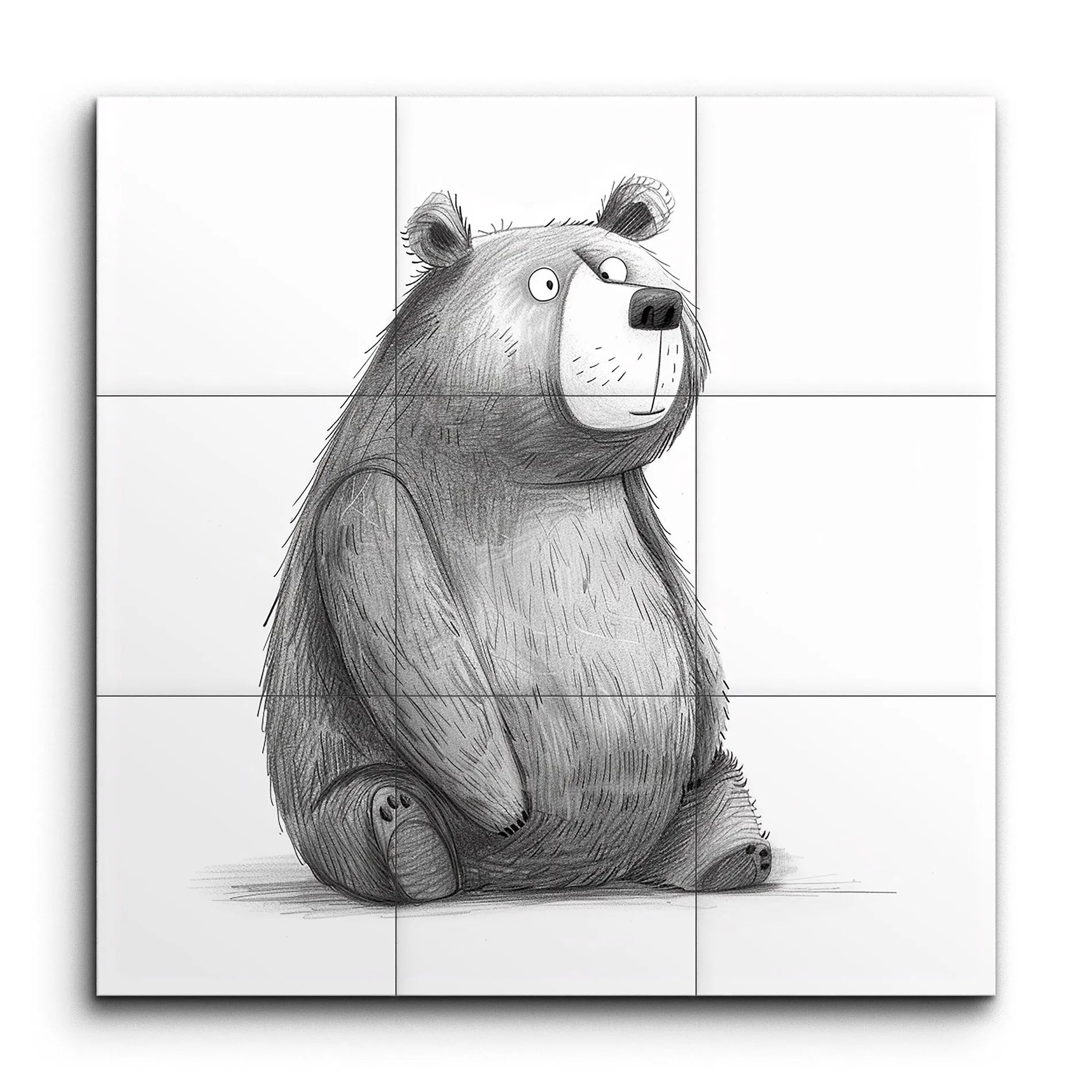 Whimsical Pencil-Drawn Bear Art