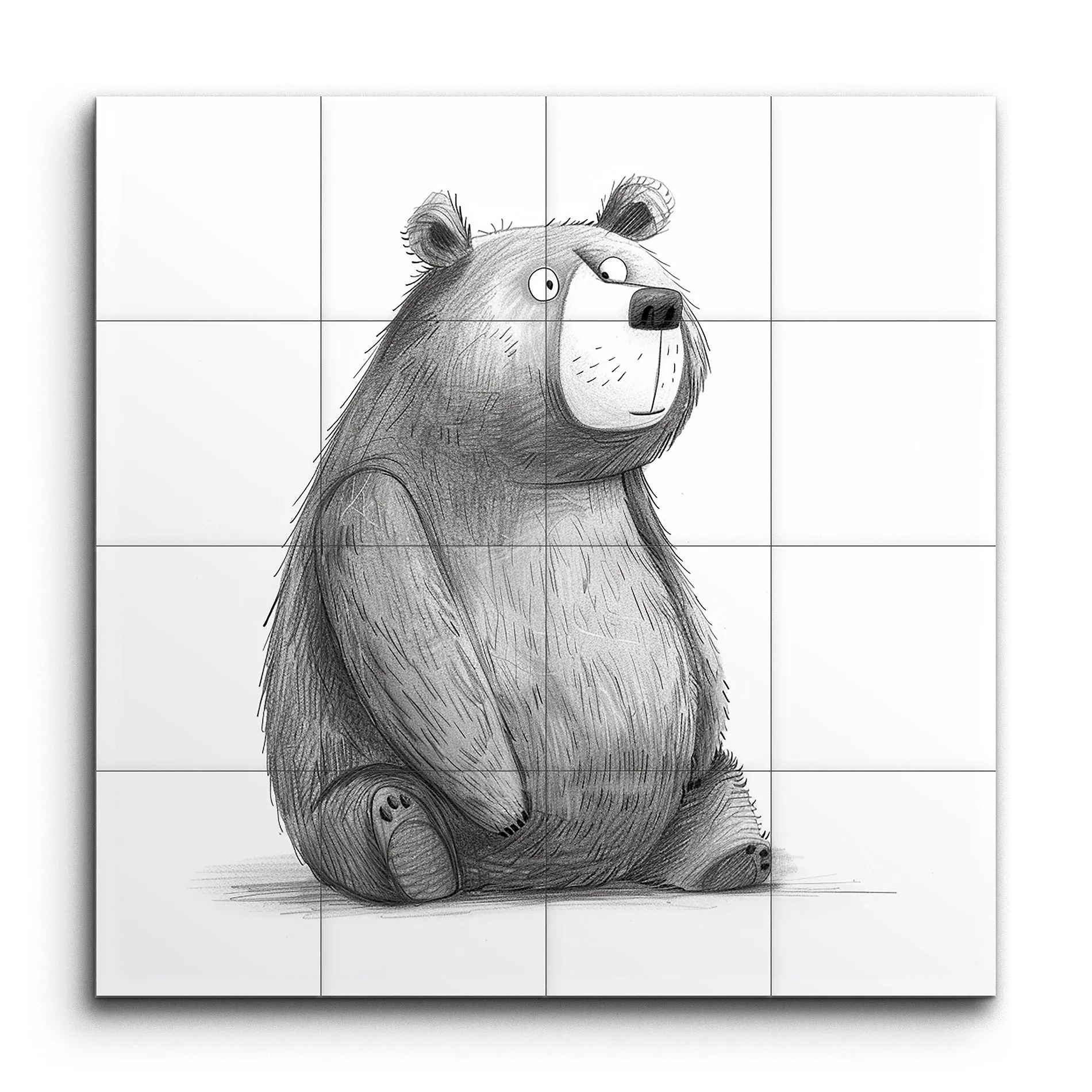 Whimsical Pencil-Drawn Bear Art