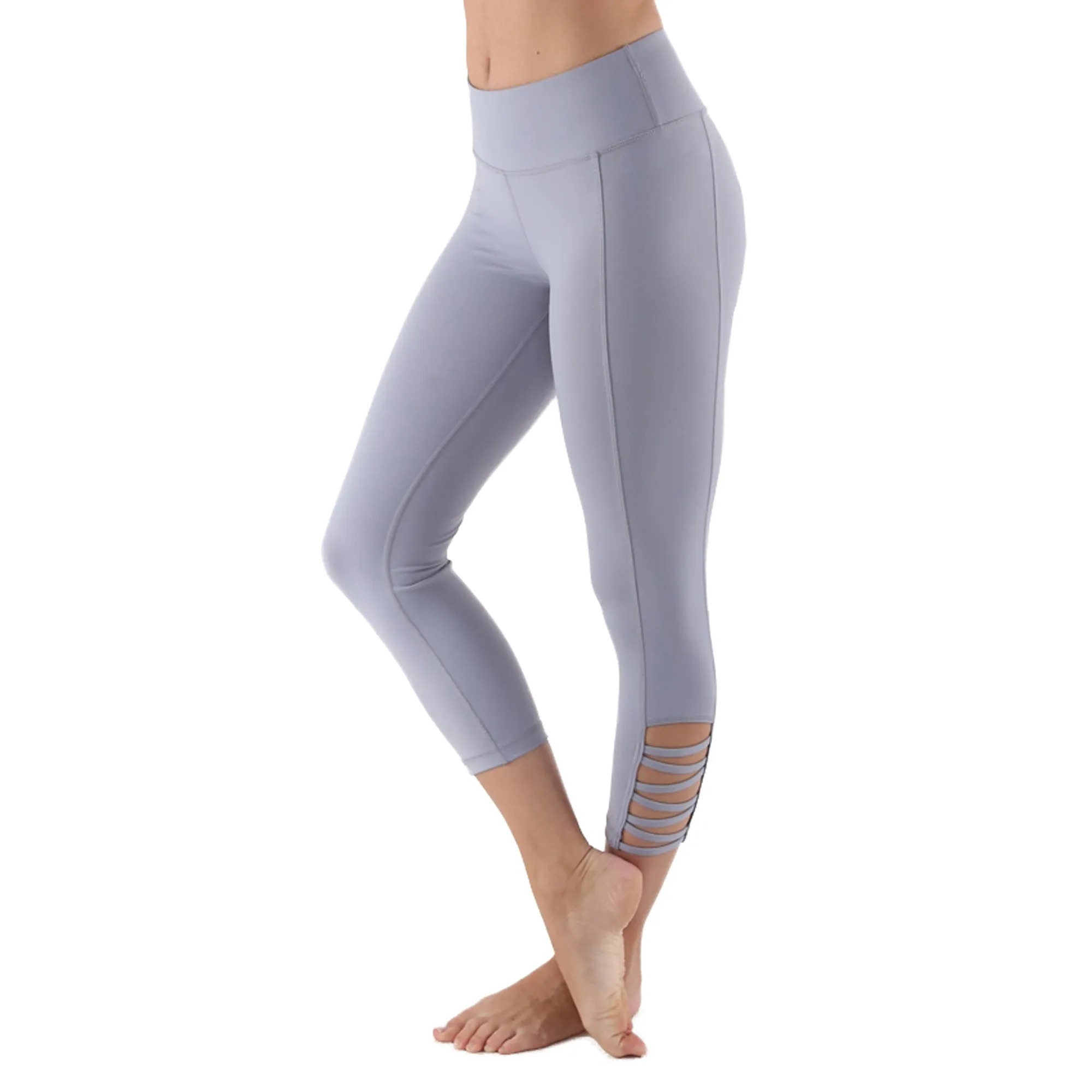 Women's Active Capri Yoga Compression Leggings - Light Blue